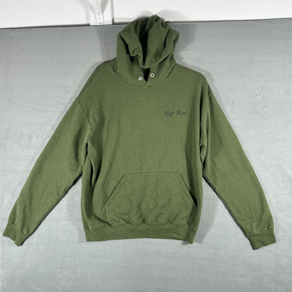 Jerzee NuBlend Rat Rod Gear Hoodie Men's Medium Green Pullover Hooded Sweatshirt